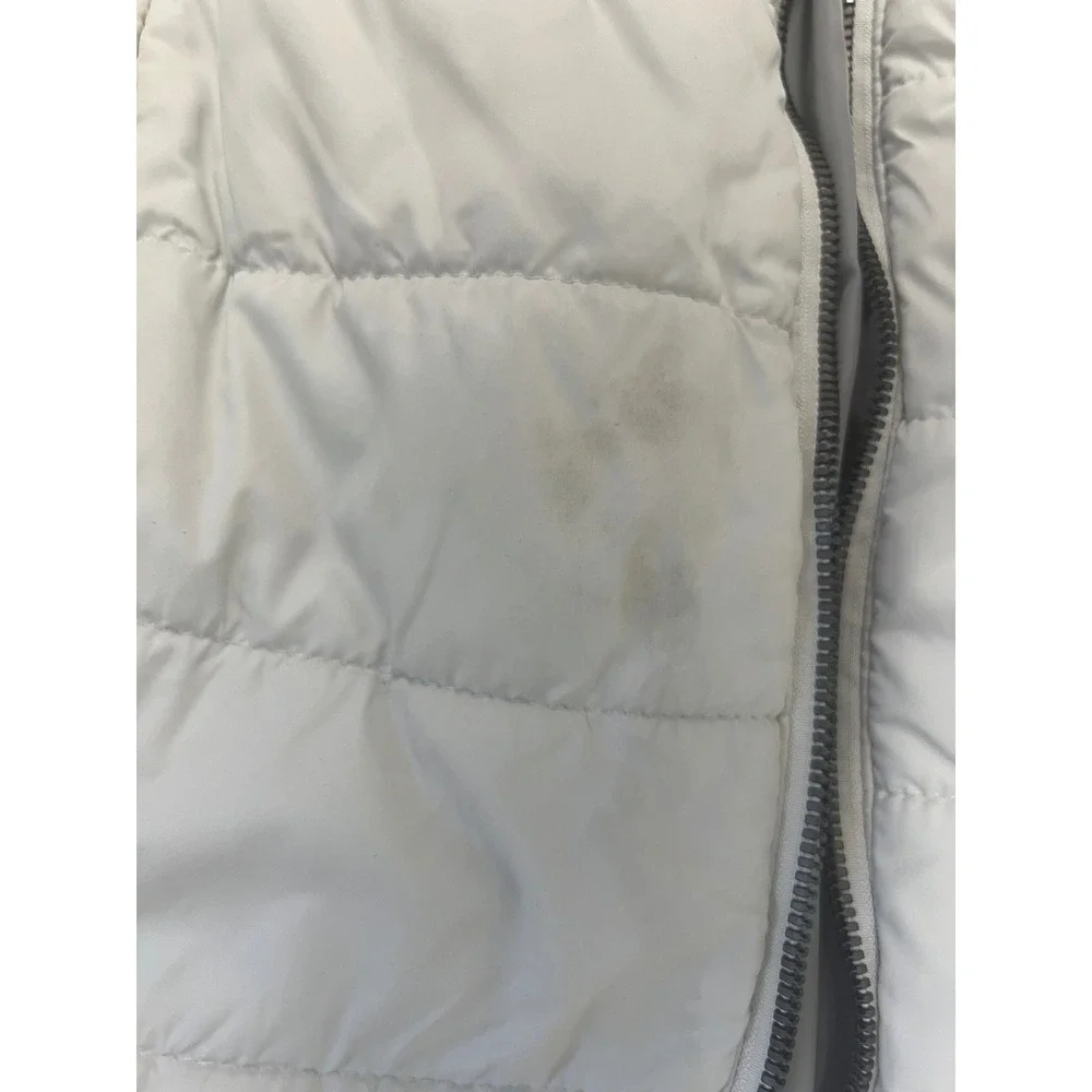 Stoic Puffer Jacket Womens Sz L White Funnel Neck Quilted Full Zip Winter Coat
